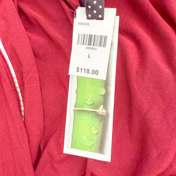 Hale Bob Womens Robe Size Large Red Bamboo Stretch Lounge Belted Kimono‎ Style - Picture 7 of 10